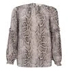 MICHAEL Michael Kors Snake Ruffle Long Sleeve Blouse -MICHAEL Michael Kors Official Shop 54015704 xxl