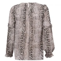 MICHAEL Michael Kors Snake Ruffle Long Sleeve Blouse -MICHAEL Michael Kors Official Shop 54015704 xxl a10