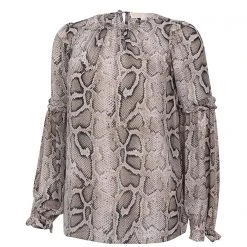 MICHAEL Michael Kors Snake Ruffle Long Sleeve Blouse -MICHAEL Michael Kors Official Shop 54015704 xxl a11