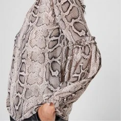 MICHAEL Michael Kors Snake Ruffle Long Sleeve Blouse -MICHAEL Michael Kors Official Shop 54015704 xxl a4