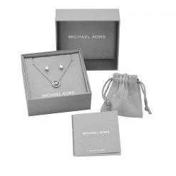 MICHAEL Michael Kors 14k Gold Plated Pave Logo Charm Necklace and Stud Earring Set -MICHAEL Michael Kors Official Shop 70654011 xxl a3
