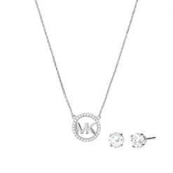 MICHAEL Michael Kors 14k Gold Plated Pave Logo Charm Necklace and Stud Earring Set -MICHAEL Michael Kors Official Shop 70654011 xxl a4